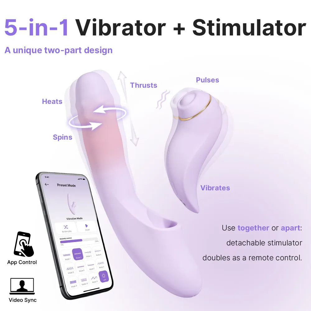 DUOGLOW Thrusting Beaded Vibrator with Pulsating Stimulator