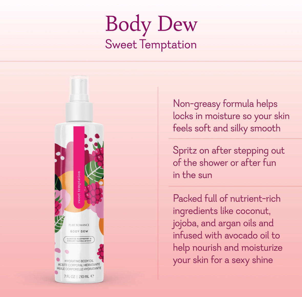 Lustra Hydrating Sweet Temptation Body Oil - Formally known as Body Dew