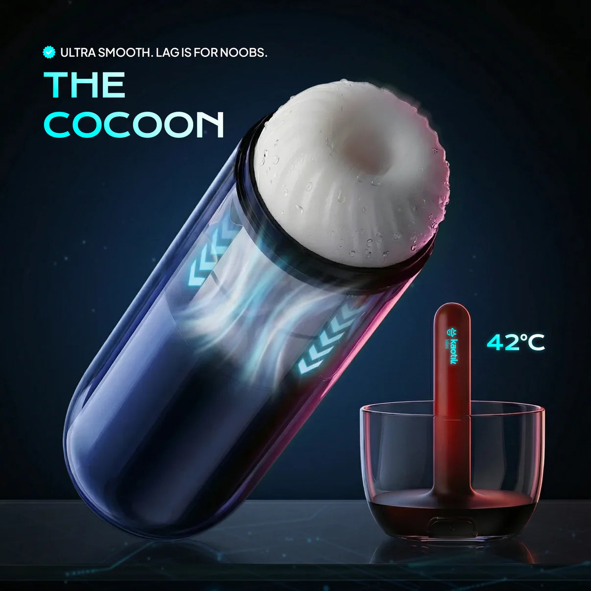 The Cocoon App Controlled Rechargeable Masturbator - Black/Blue