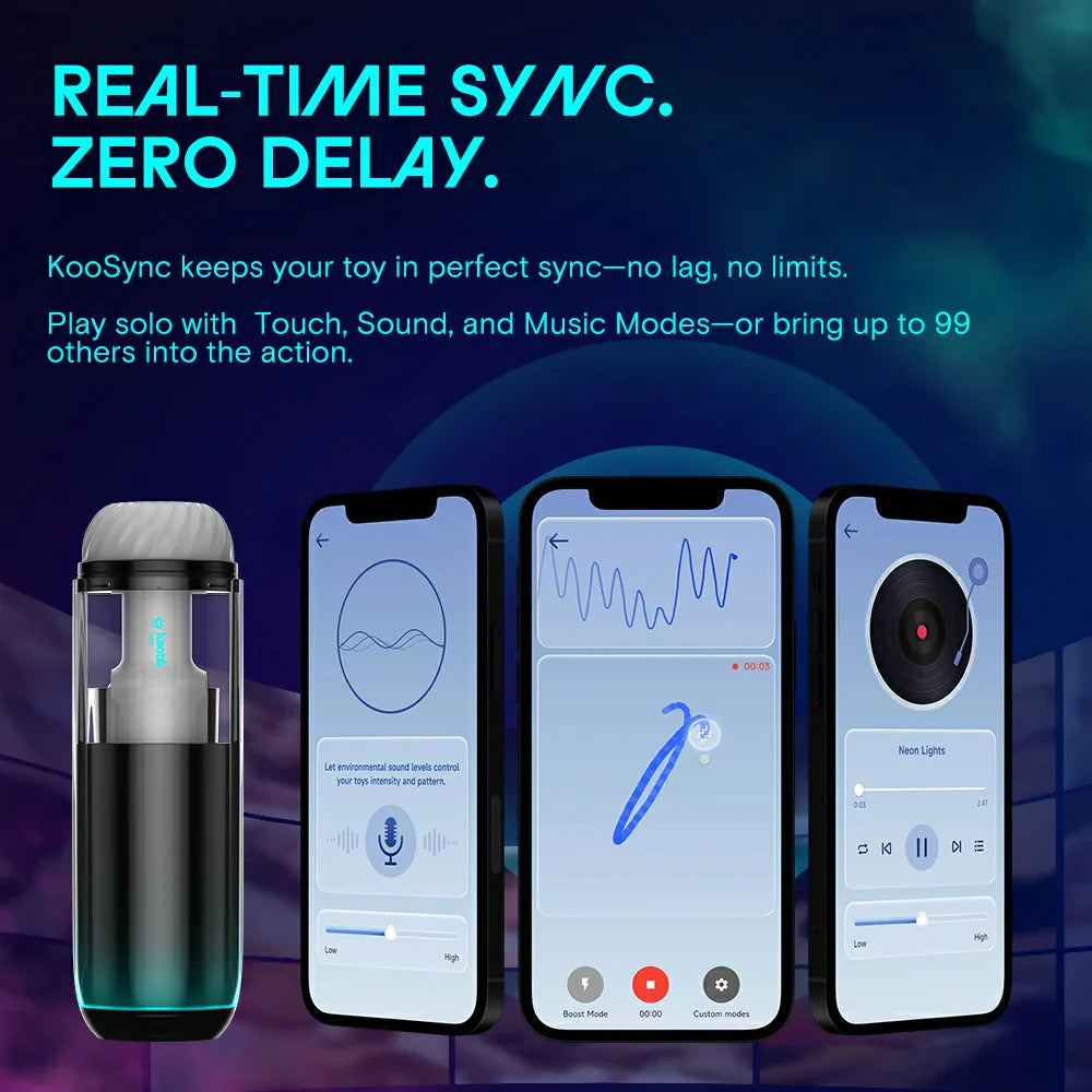 The Cocoon App Controlled Rechargeable Masturbator - Black/Blue